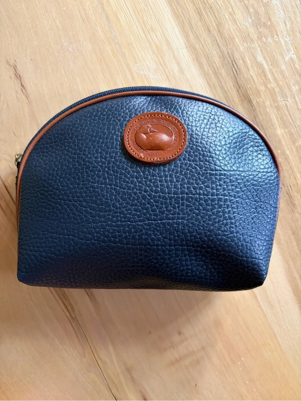 Cute Vintage Dooney & Bourke Navy Blue Leather Cosmetic Bag Pouch